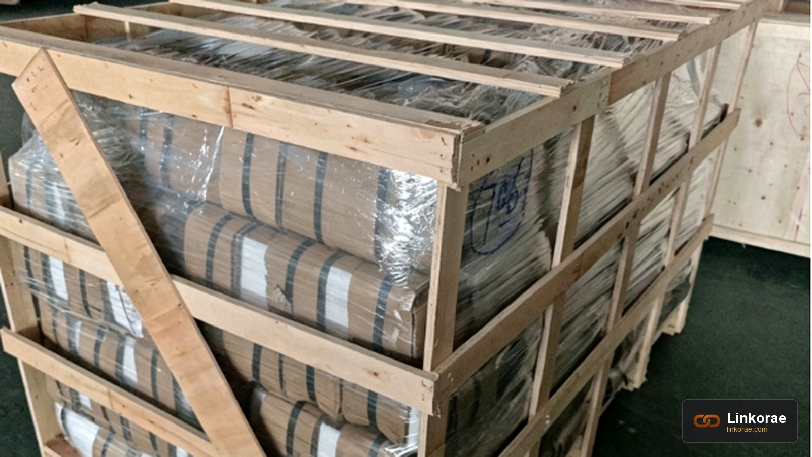 A packed wooden crate in a warehouse — the package the $500 COGSA limit is counted against
