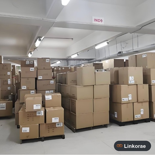 Palletised cartons staged in a warehouse aisle